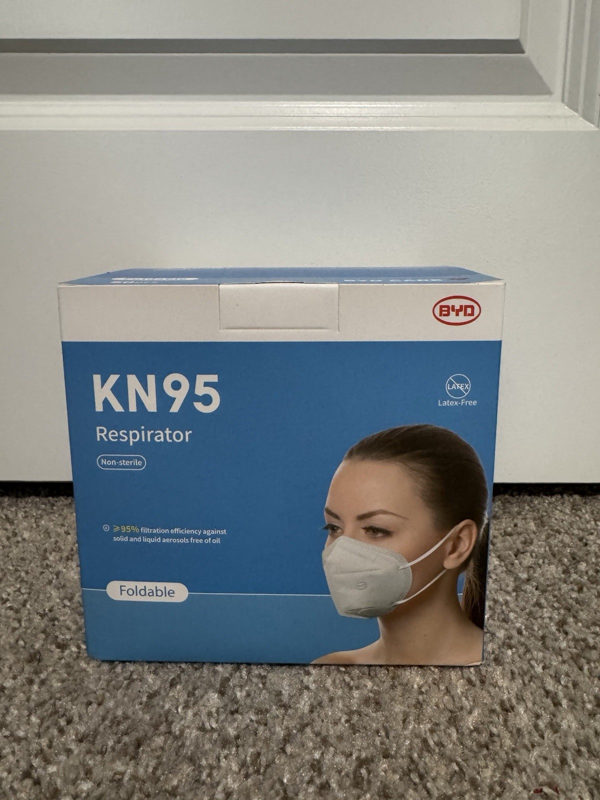 BYD Care KN95 Respirator Masks Latex-Free 95% Triple Layer 50-pack
