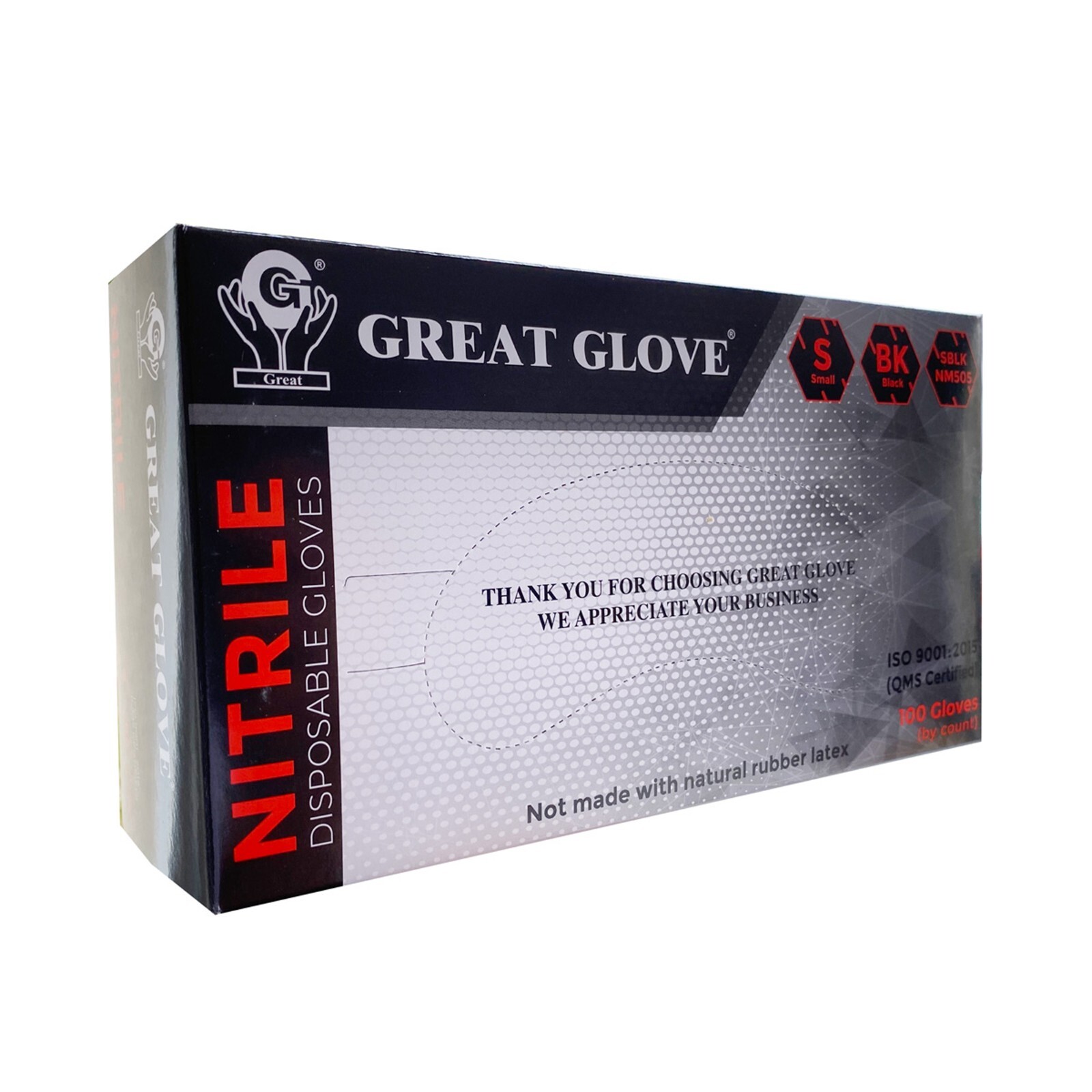 Great Glove Black Nitrile Gloves 3.5 Mil Latex & Powder Free 1000 S M L XL