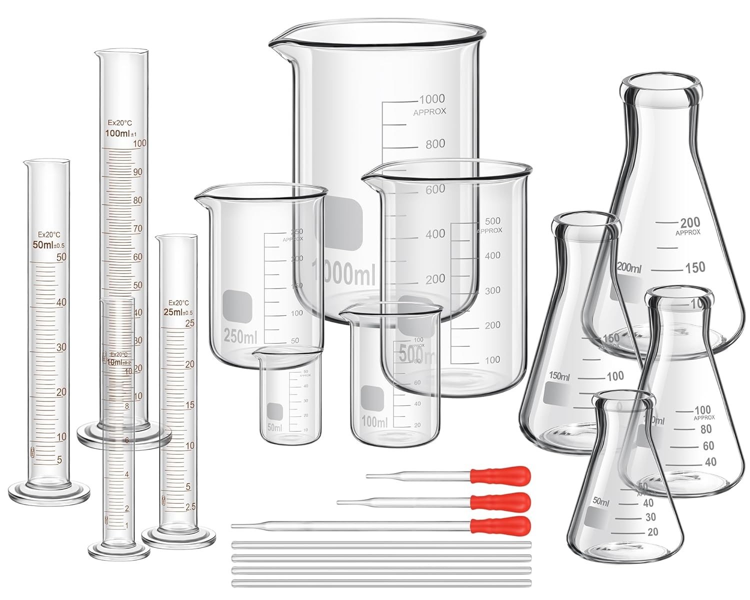 NEW Glass Beaker Set Frienda 50/100/250/500/1000ml Glass Beaker Set