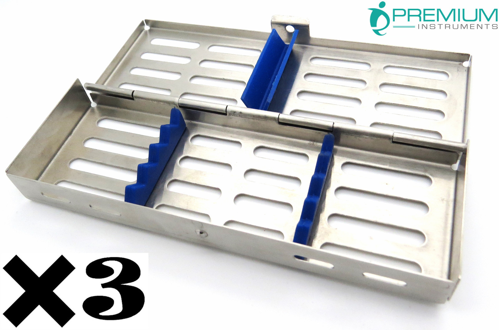 3× Dental Sterilization Cassette Autoclave Tray Rack of 7 Instruments