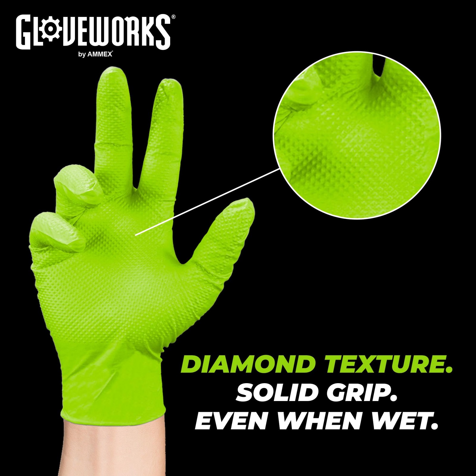 GLOVEWORKS HD Green Nitrile Gloves, 8 Mil, XLarge, Box of 100