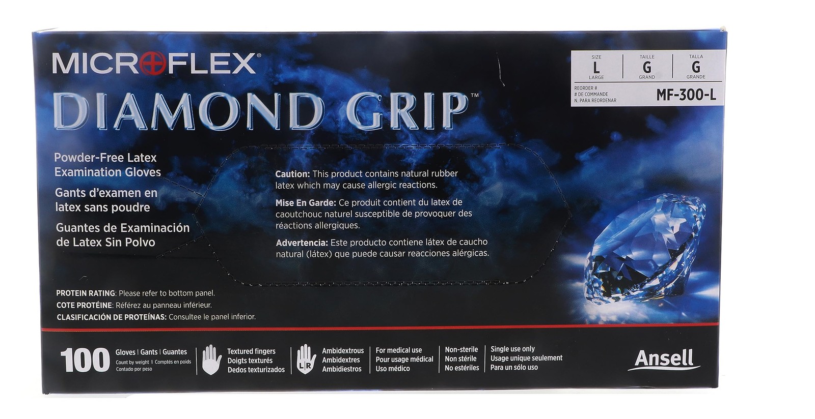 Ansell MICROFLEX ​Diamond Grip MF300 Exam Standard Gloves Size L, Natural Bu…