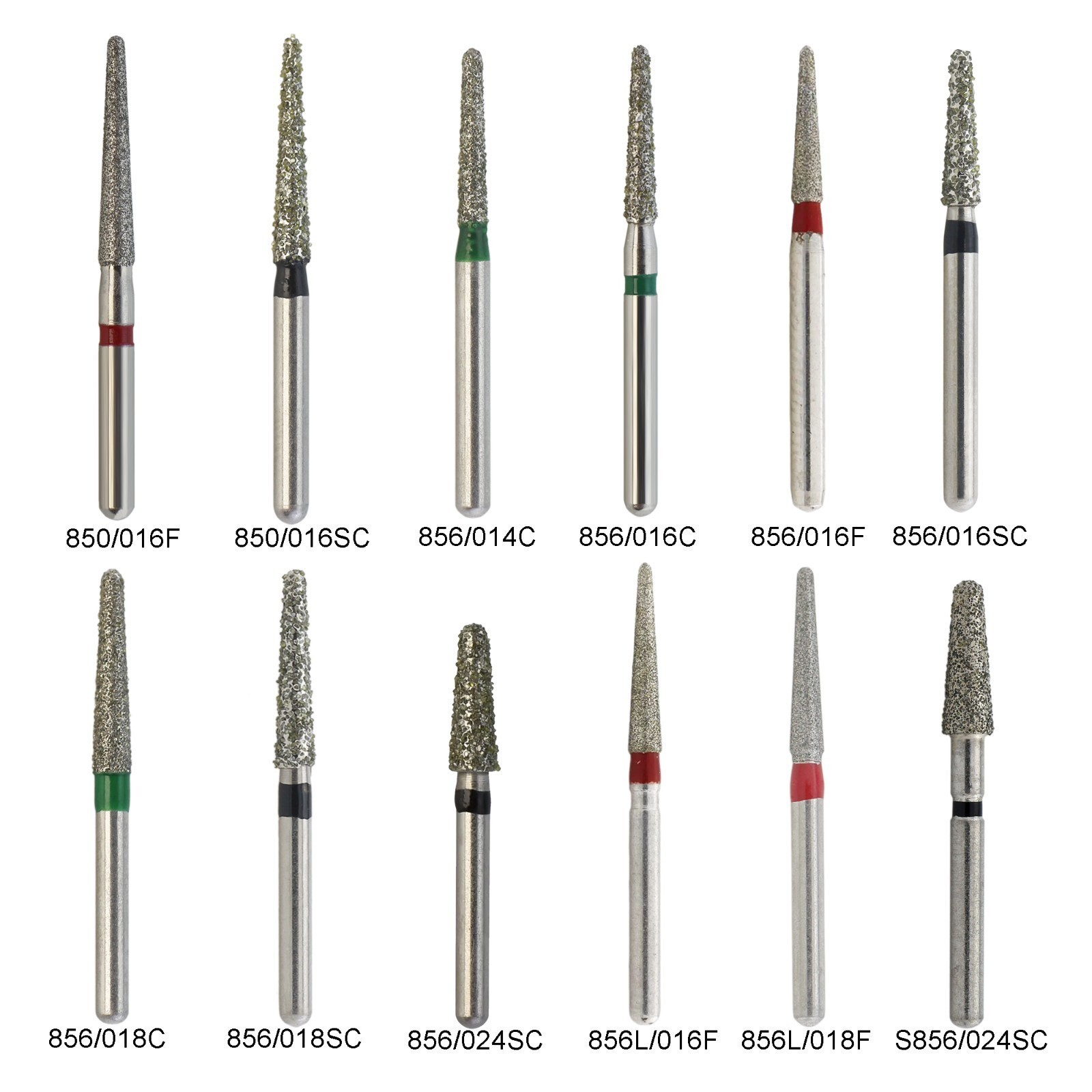 Dental Diamond Burs 847/850/855/856 Round Flat End Taper High Speed Handpiece