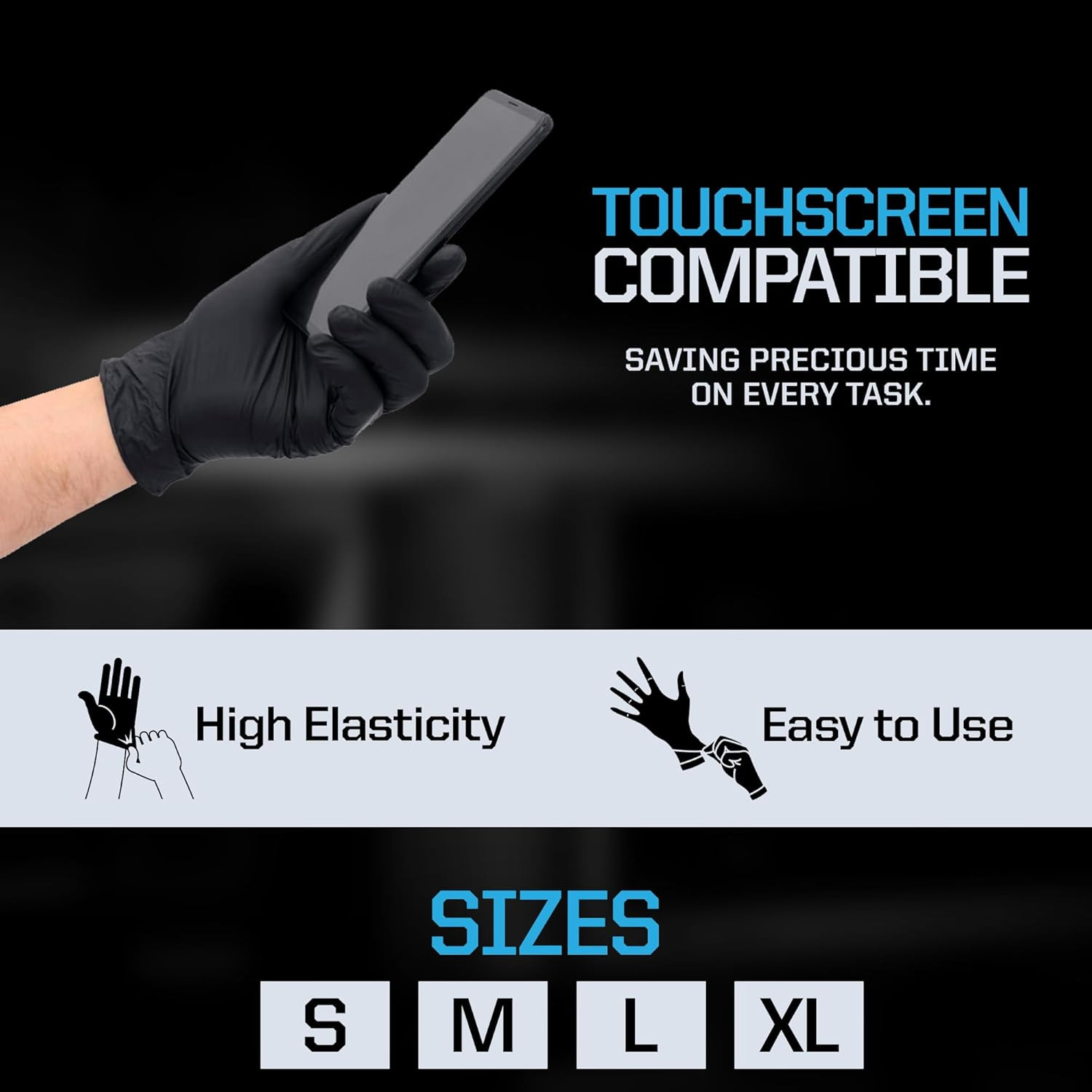 6Mil Black Nitrile Disposable Medical Exam Gloves – Heavy Duty 1000 PCS Gloves P