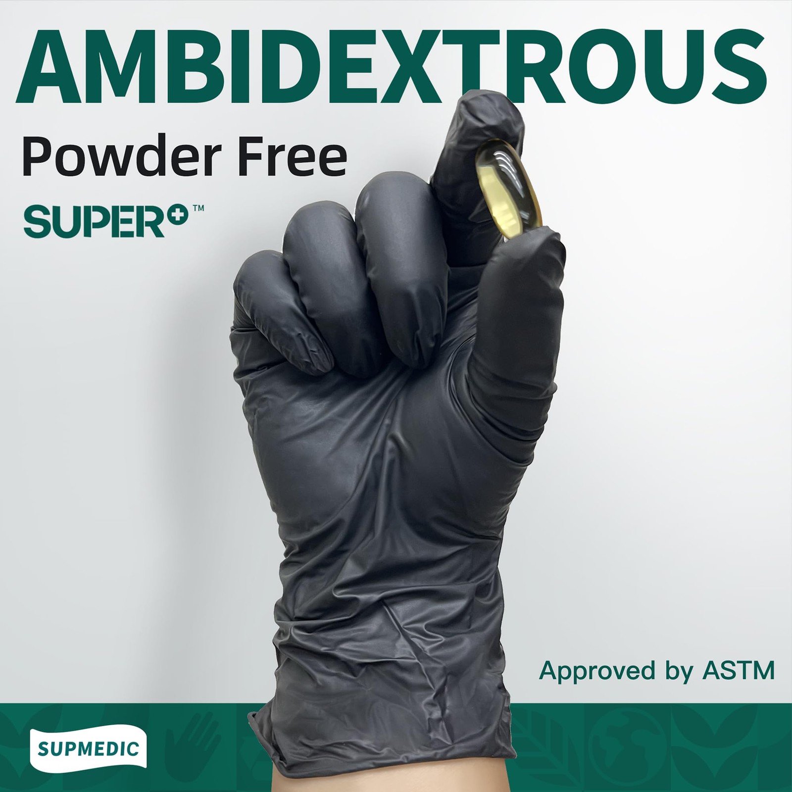 Supmedic Vinyl Disposable Exam Gloves, Black 4 Mil Medium, 100 Medium (Black)