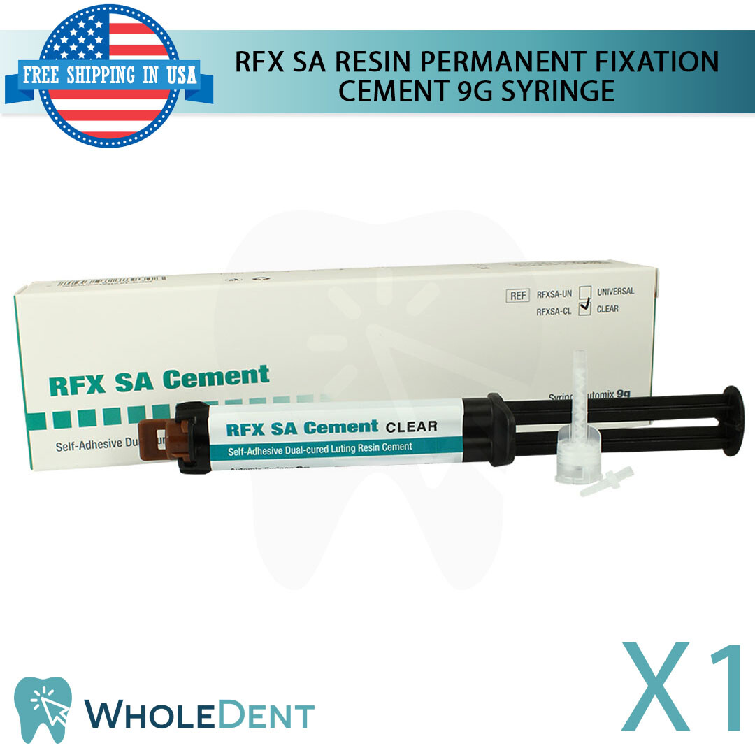 Dental Dual Cure Luting Glue Resin Cement Permanent Fixation Syringe Shades