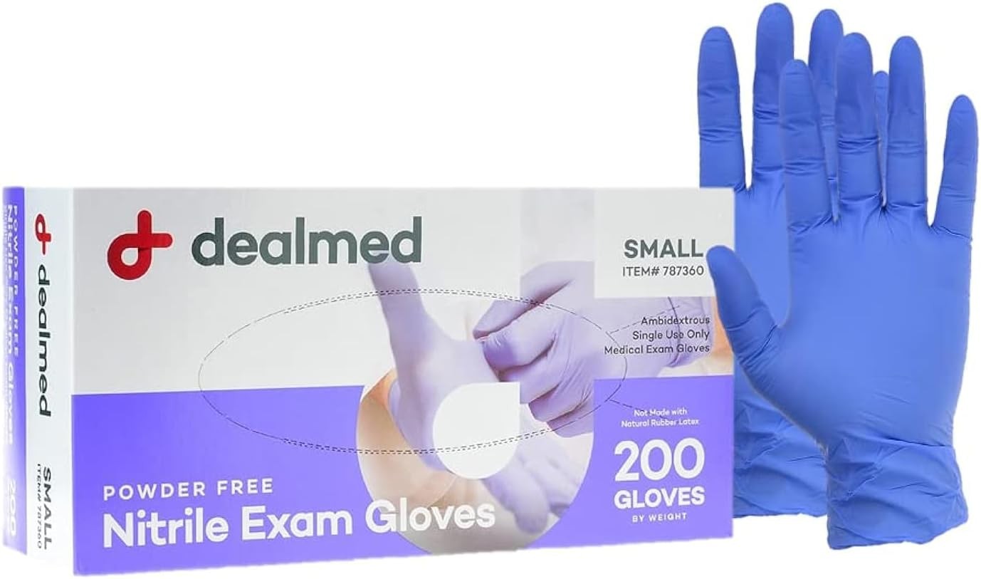 Dealmed Nitrile Exam Gloves Small (200 Count) – Disposable, Latex-Free, Powde…
