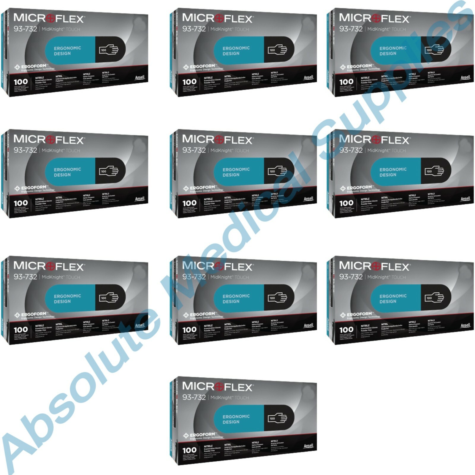 *1,000-Pieces* Microflex MidKnight Touch Exam Nitrile Gloves 6.5-7 Small 93-732