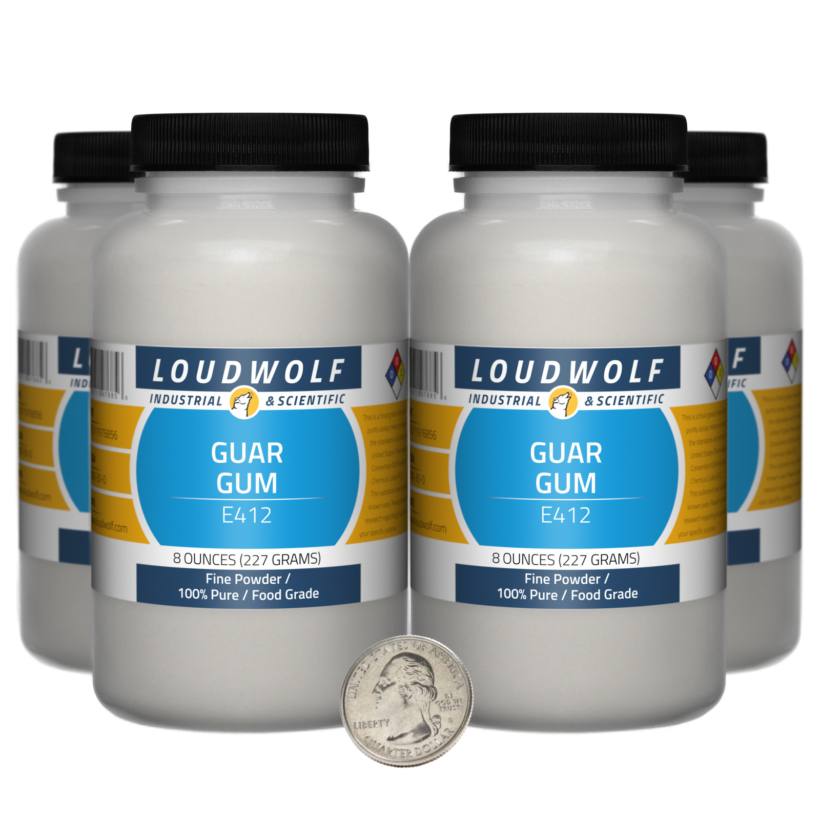 Guar Gum / 2 Pounds / 4 Bottles / 100% Pure Food Grade / Fine Powder / USA
