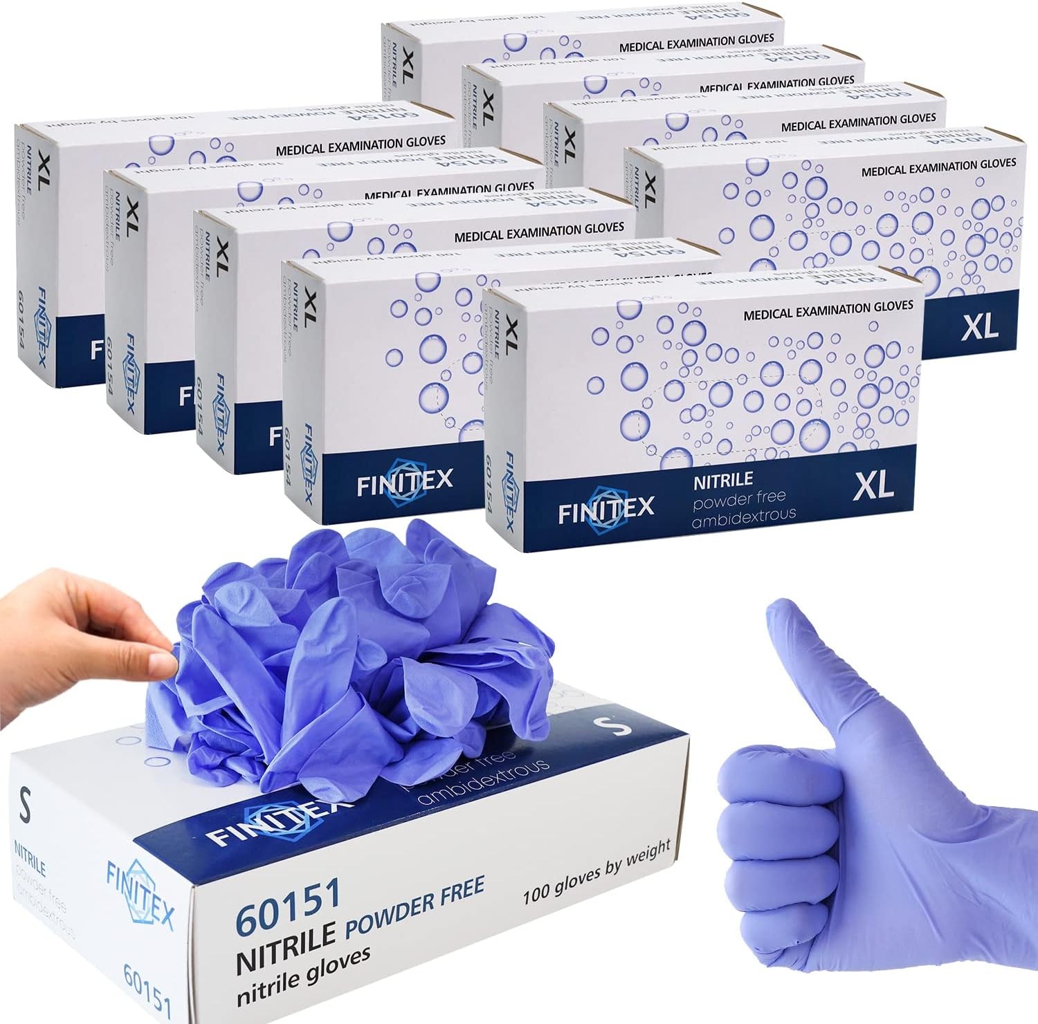 Nitrile Exam Gloves – Powder-free, 1000 PCS Medical & Home Cleaning Gloves