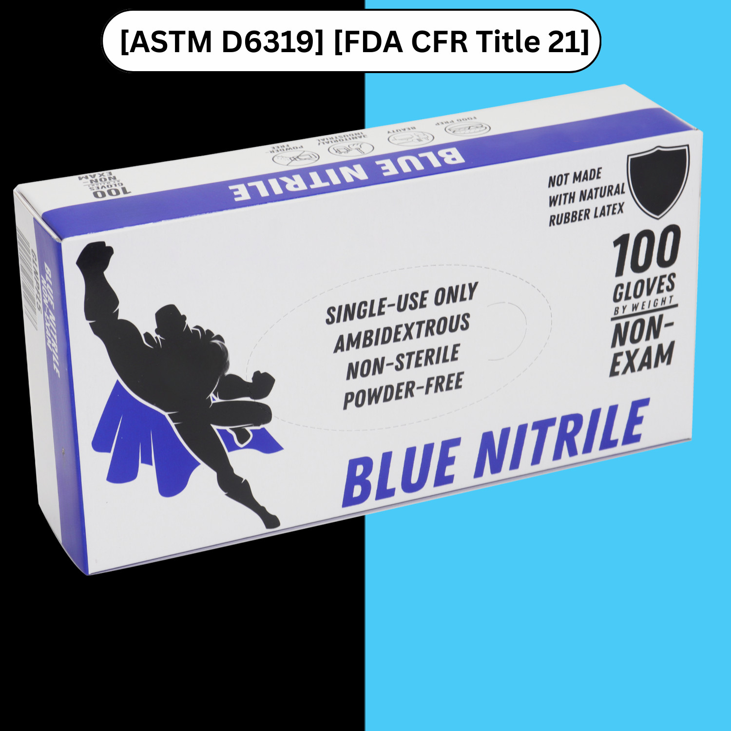 1000 Blue Nitrile Powder-Free Disposable Gloves X-Large 5 MIL Finger-Textured