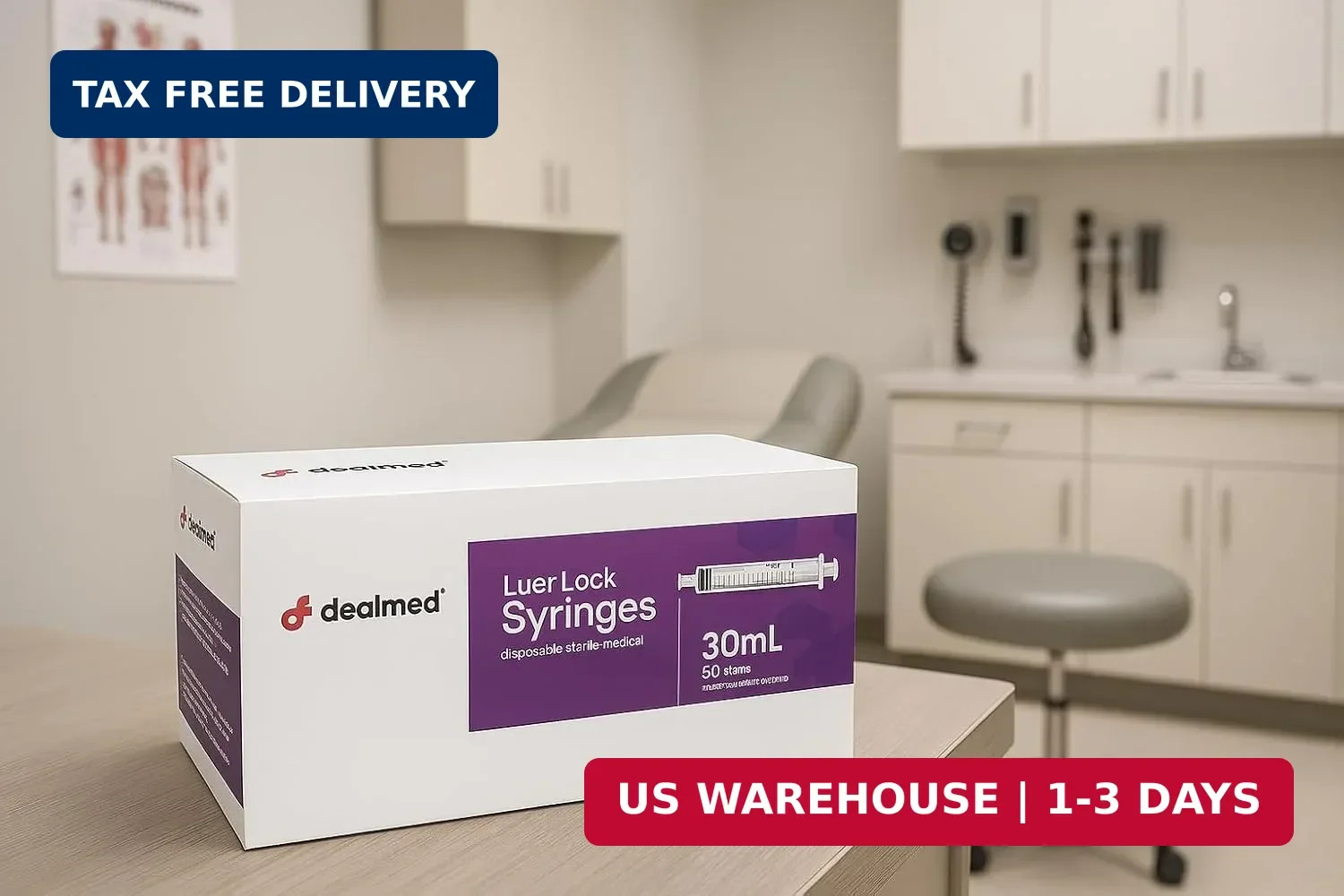 Dealmed 30mL Luer Lock Syringes, Disposable without Needles, Sterile, Single-Use