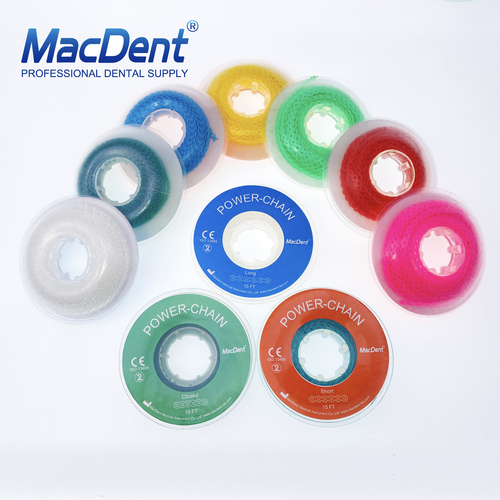 Dental Orthodontic Elastic Rubber Bands Power Chain for Braces Long/Short /Close