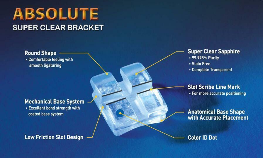 STAR ABSOLUTE Dental Orthodontic Sapphire Ceramic Brackets Braces Roth MBT 022