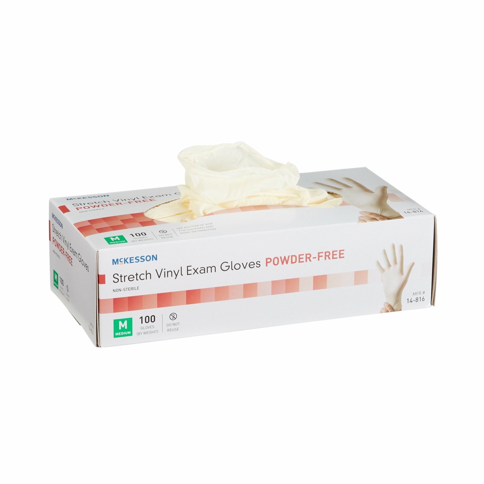 McKesson Stretch Vinyl Exam Glove Standard Cuff Length MEDIUM 100 per Box
