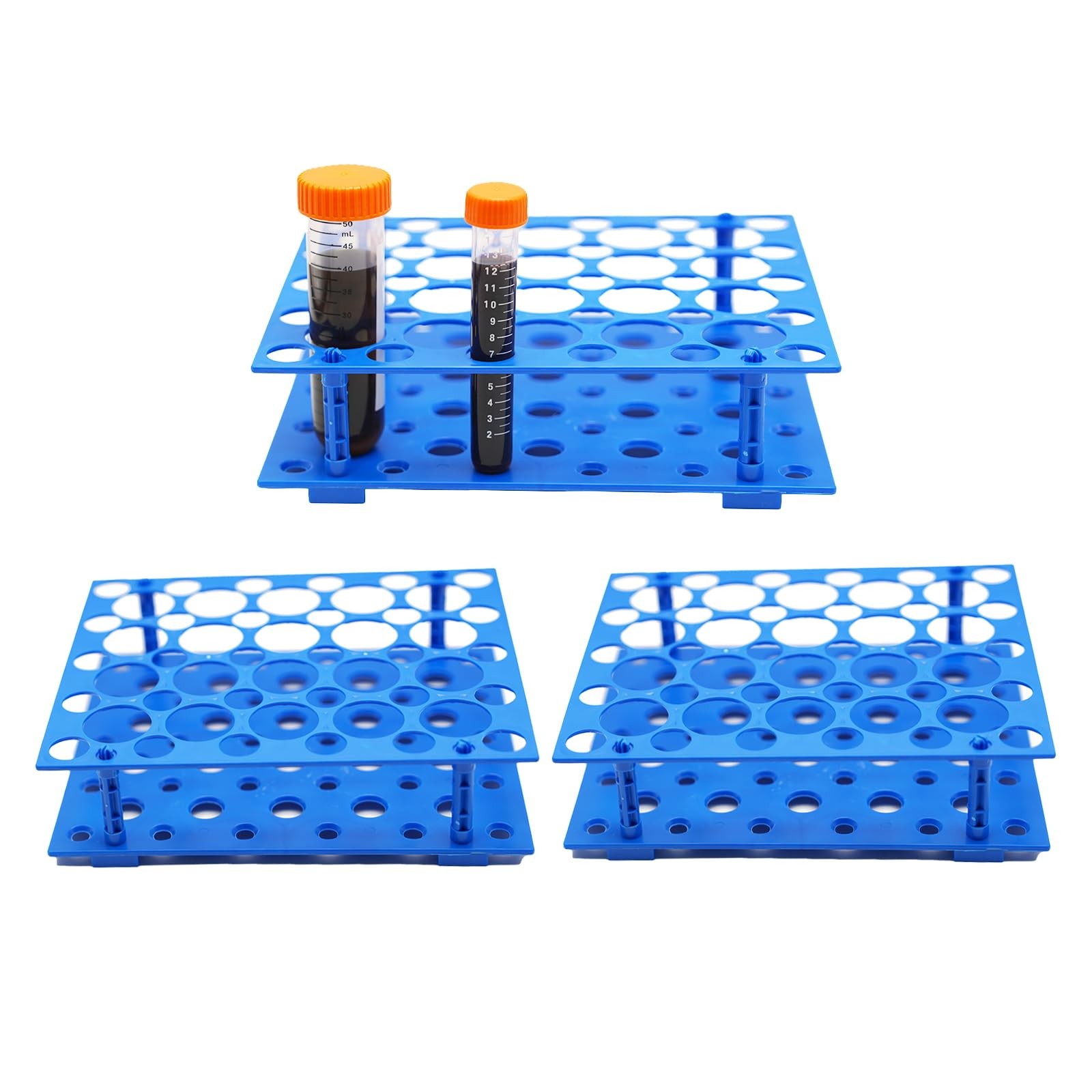 3 PCS Test Tube Rack Centrifuge Holder Fits 10/15/50ml Plastic Stand Blue