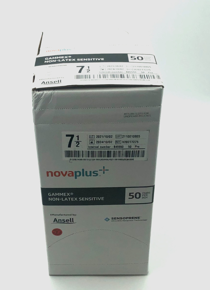 Gammex NovaPlus Surgical Gloves Size 7 1/2 Non Latex Sensitive 50 Ct Box NEW