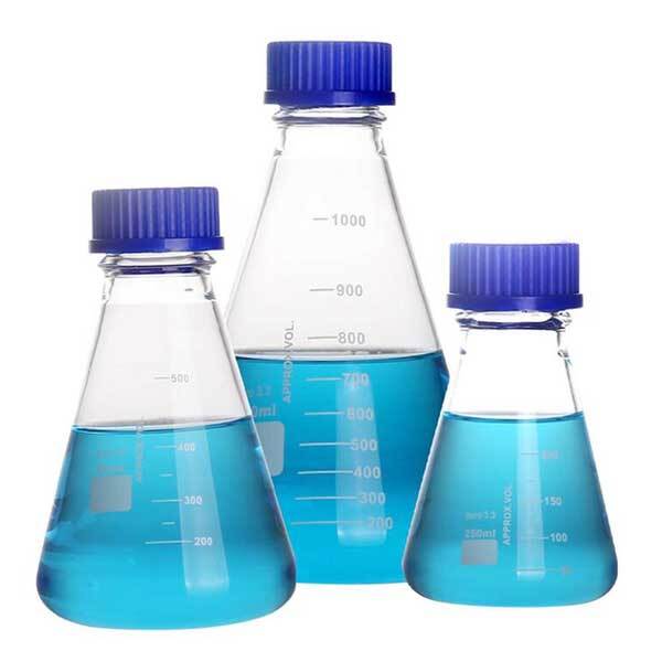 50ml-1000ml Amber Conical Erlenmeyer Flask with Blue Cap Chemistry Glassware