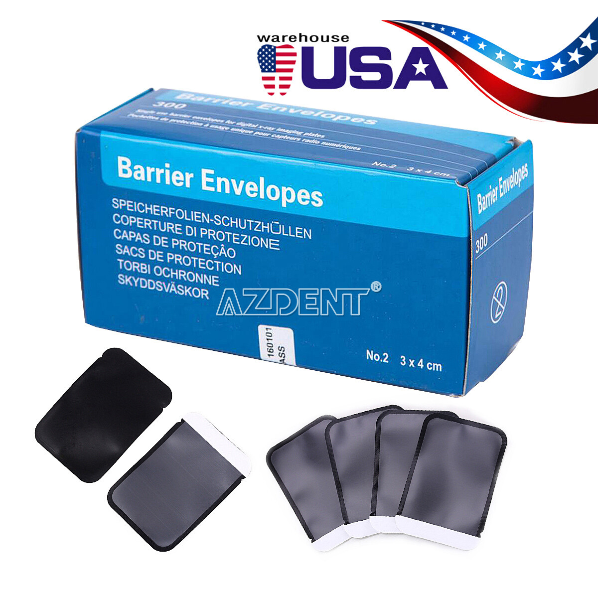10Pack Dental Digital Sensor X-Ray Scan Barrier Envelope Phosphor Plate Size 2#