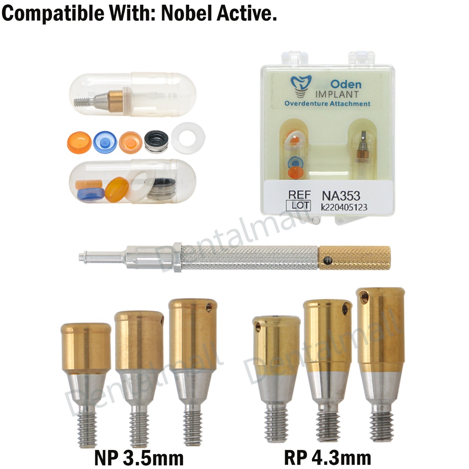 Dental Abutment Male Caps Kit Remove Insert Tools for Nobel Active 3/4/5mm