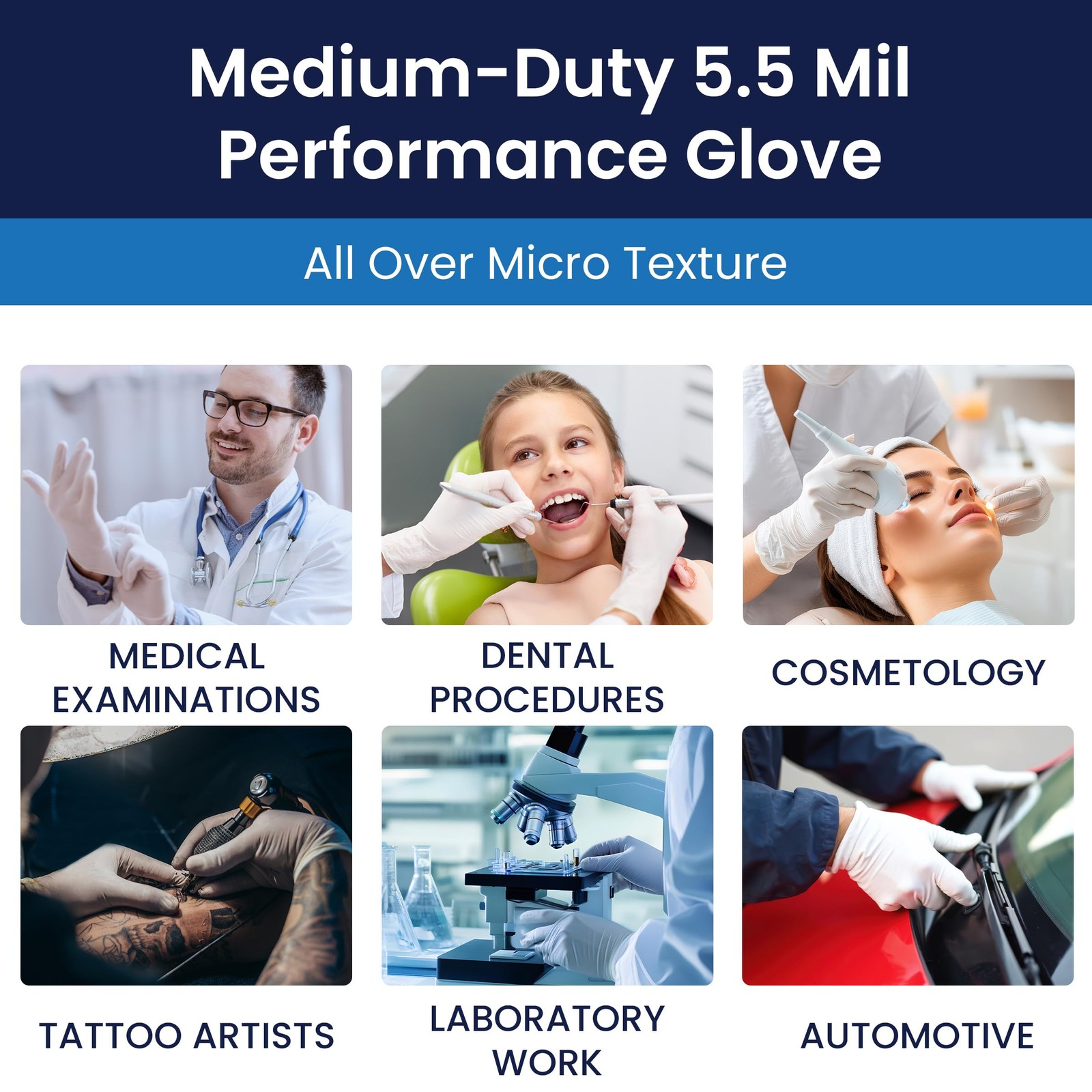 Adenna BRZ645 5.5 mil Disposable Powder-Free Latex Gloves, Medical Grade, Medium
