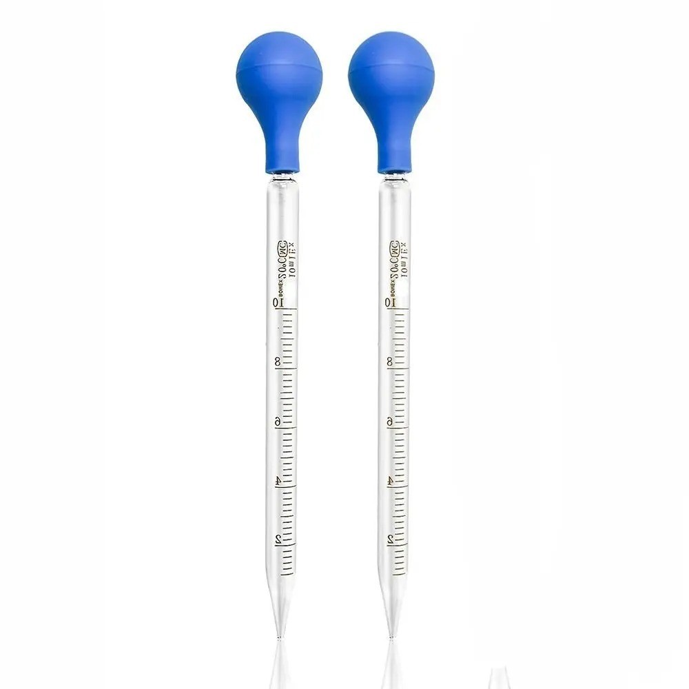 10ml Glass Graduated Pipettes Lab Equipment Dropper with Blue Rubber Cap & Scale