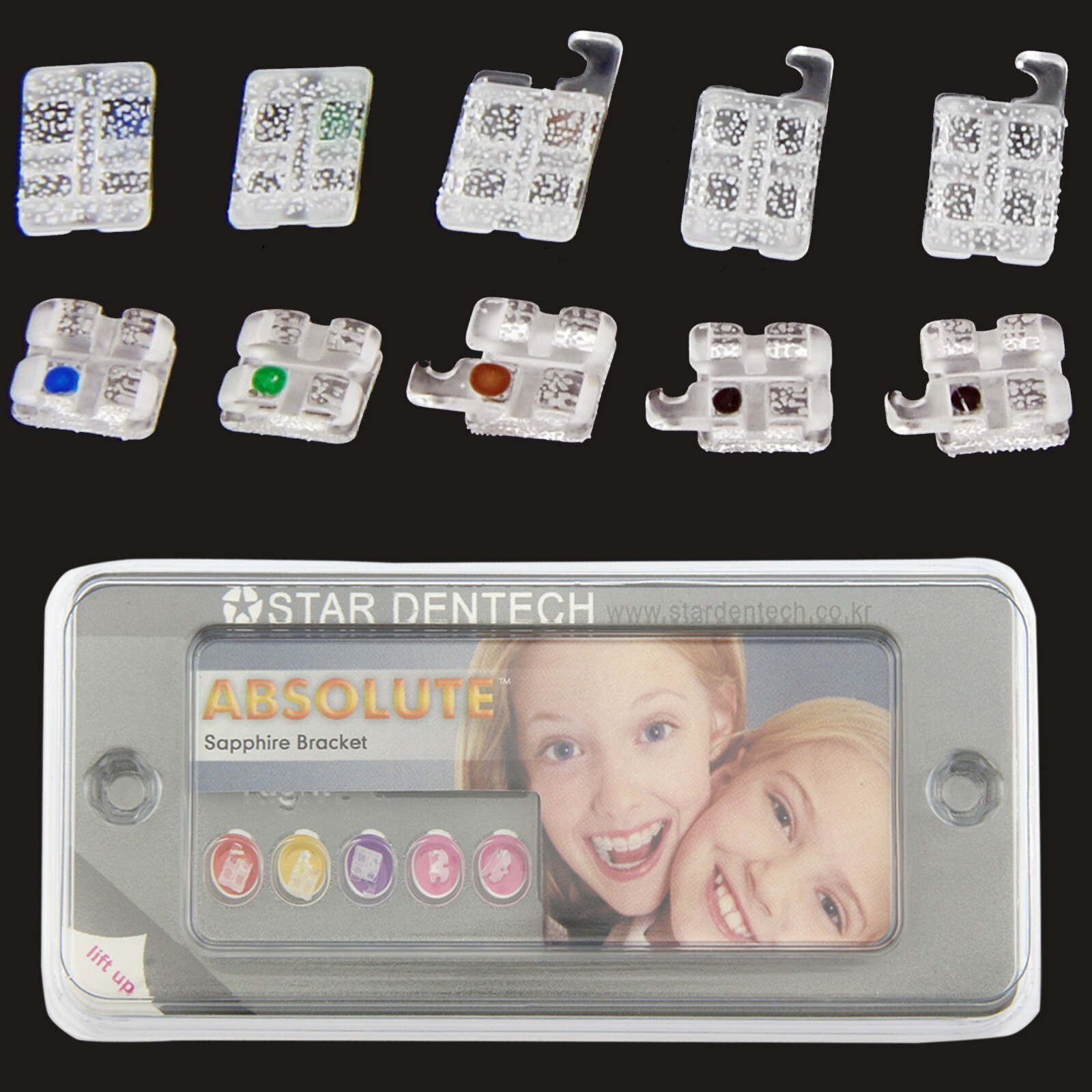 STAR ABSOLUTE Dental Orthodontic Sapphire Bracket Ceramic Brace Roth MBT 022 345