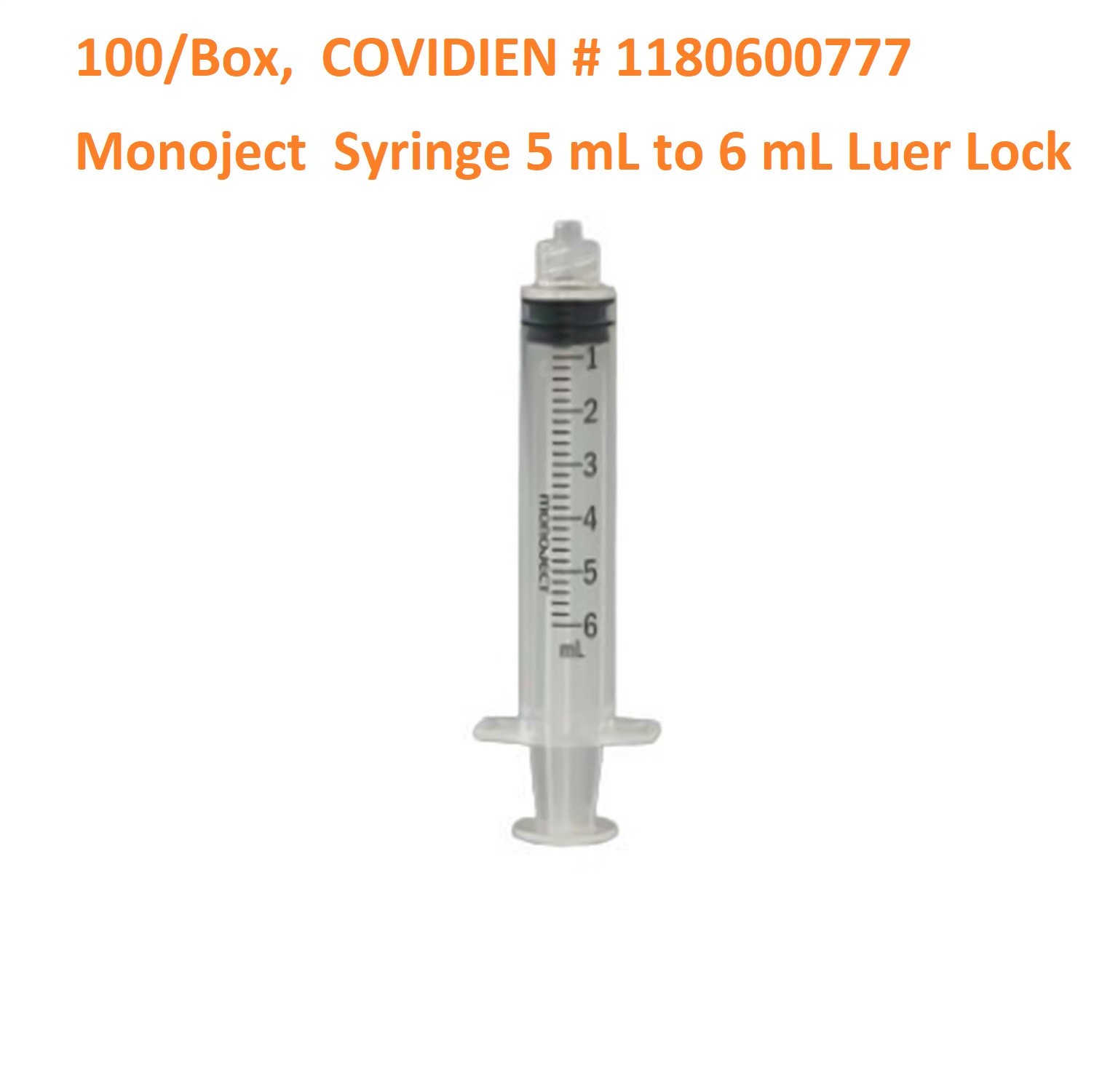 Covidien 1180600777 6mL Syringe Luer Lock Tip General Purpose Syringe 5 mL 6 mL