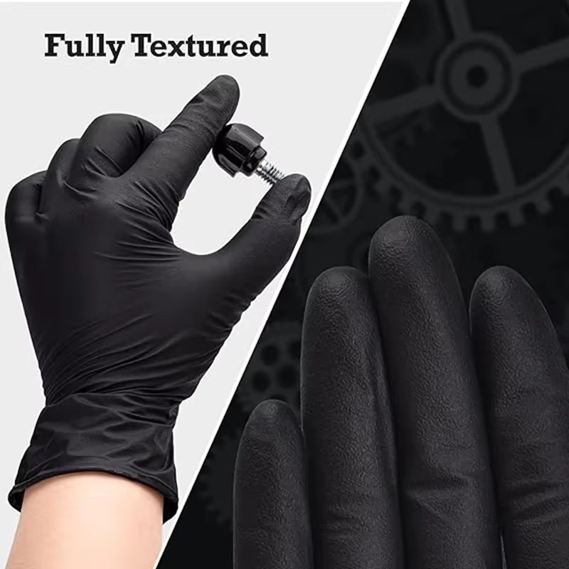 10/20/50/100PCS Black Nitrile Disposable Gloves for Work Latex Free Home Cleanin