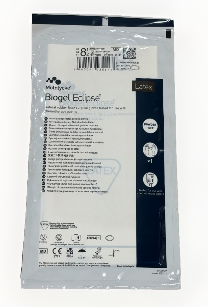 50-Pairs Molnlycke Biogel Eclipse Latex Sterile Surgical Size-8.5 Gloves 75285