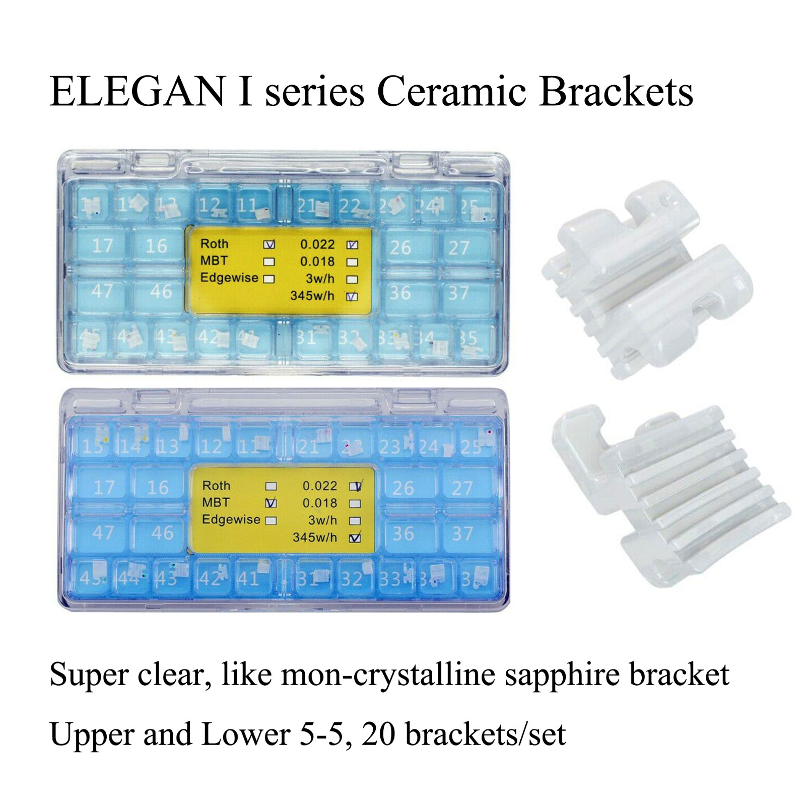 STAR ABSOLUTE Dental Orthodontic Sapphire Ceramic Brackets Braces Roth MBT 022