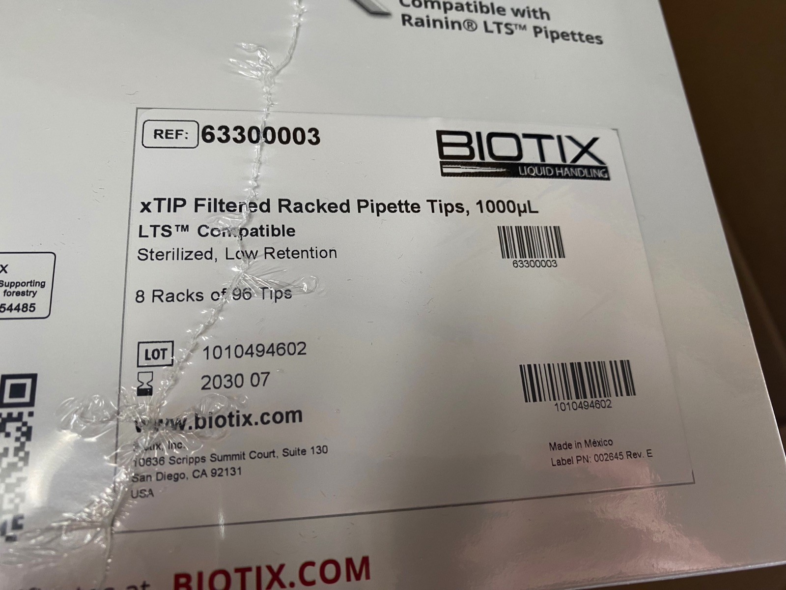 BIOTIX 1000uL xTIP Filtered Sterile LTS Comp Pipette Tips 63300003 (3072/Cs)