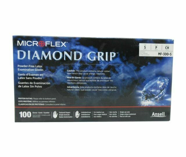 Microflex Diamond Grip Exam Gloves MF-300-S, Small, 100-Pack, Total 1000/Carton