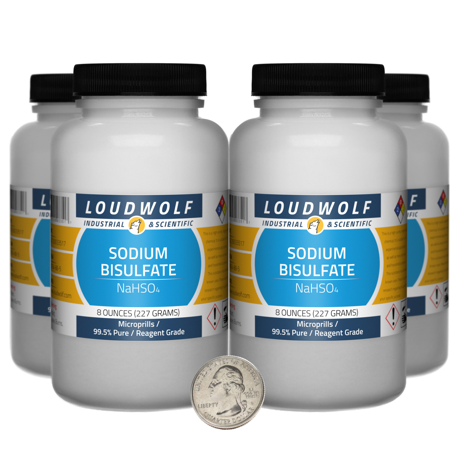 Sodium Bisulfate / 2 Pounds / 4 Bottles / 99.5% Pure Reagent Grade / Microprills
