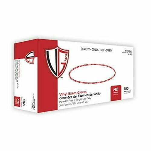 Vinyl Exam Gloves, Powder Free, Medium, 100 Per Box