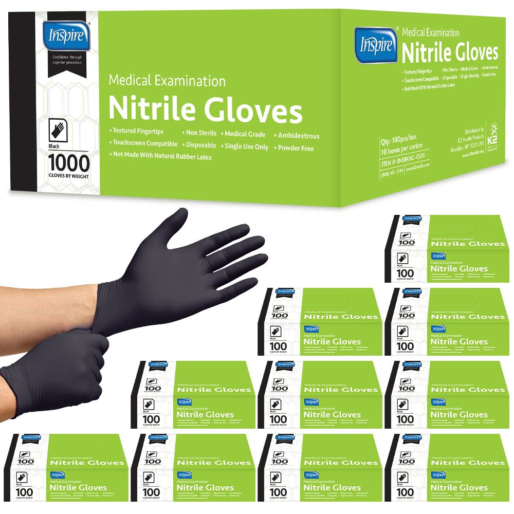 Case of 1000 Nitrile Gloves | the ORIGINAL Quality Black Disposable Glove Latex