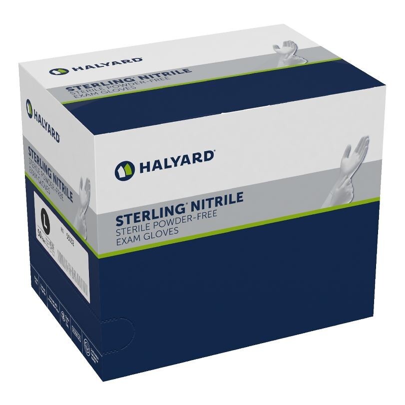 *50-Pairs* Halyard Sterling Nitrile Powder-Free Exam Gloves Sterile Large 53132