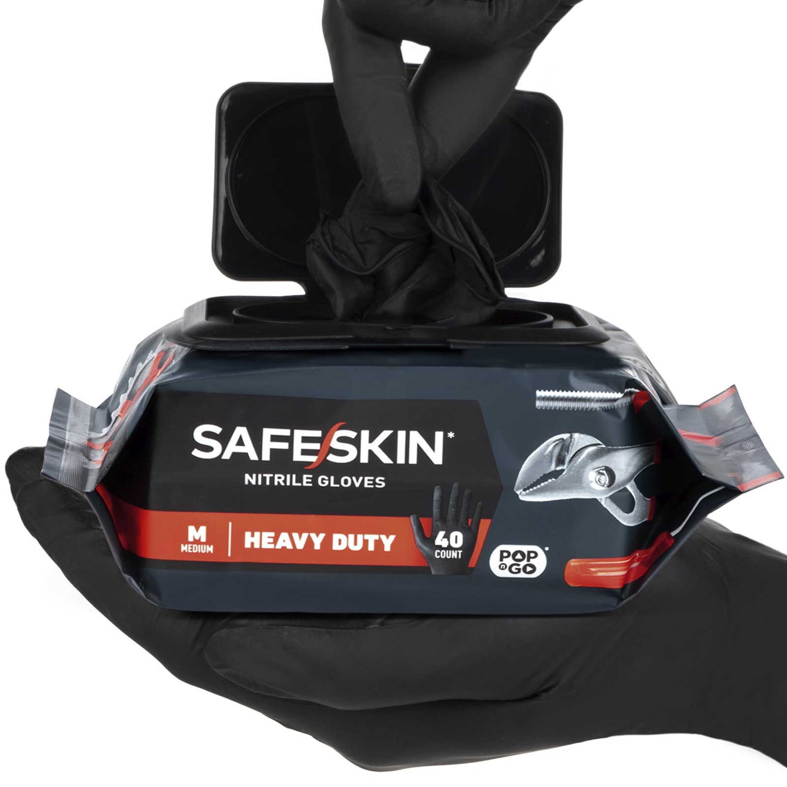 SAFESKIN Black Nitrile Disposable Gloves, Powder Free, 160 Count