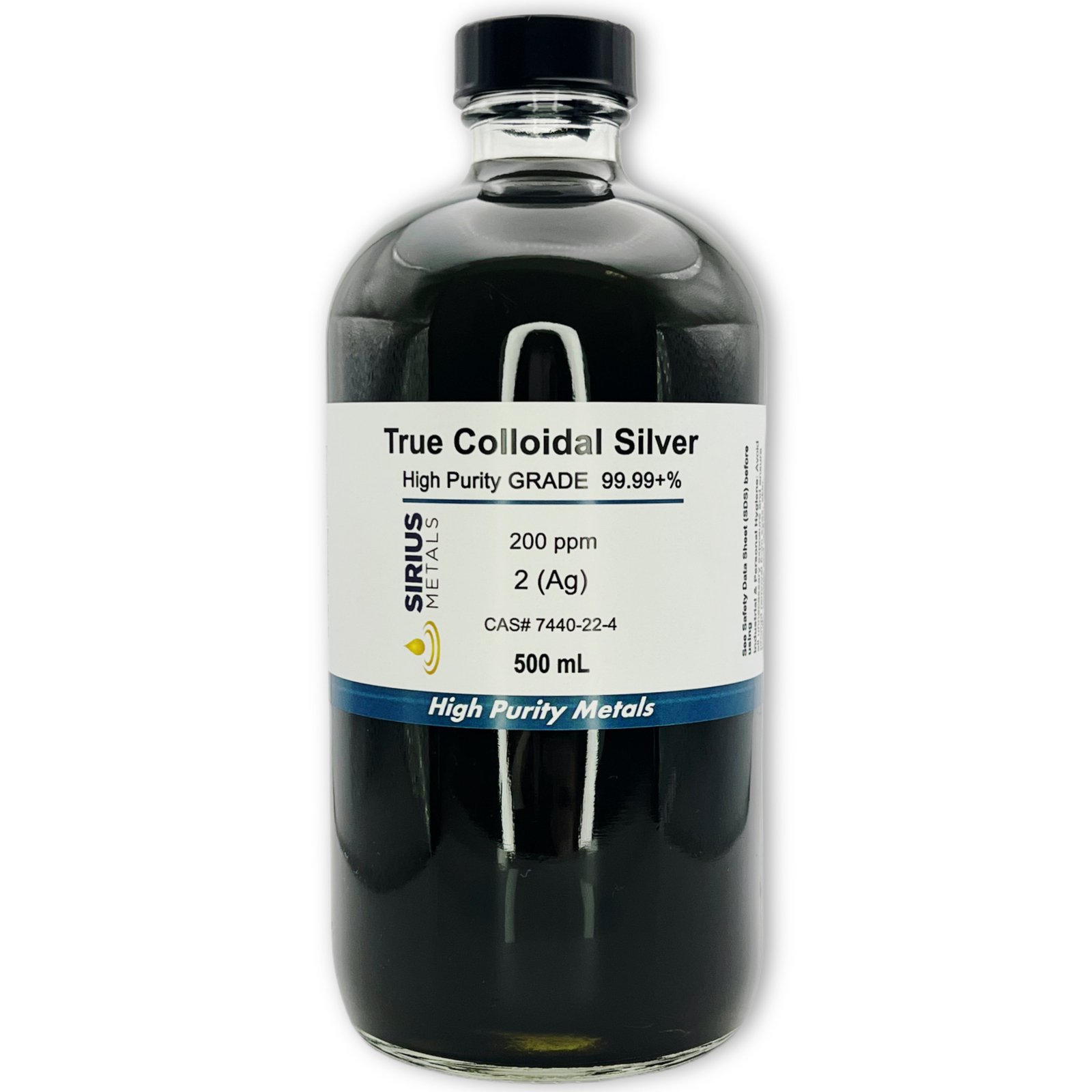 True Colloidal Silver NanoParticles (AgNPs): 200 ppm – 500 mL in Glass