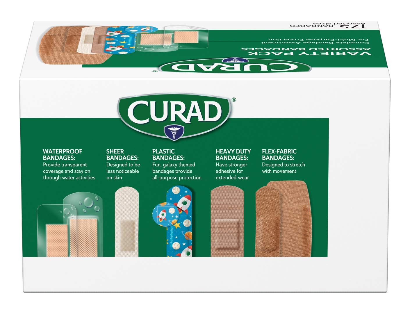 Curad Family Bandage Variety Pack 4 Styles Included Waterproof Galaxy