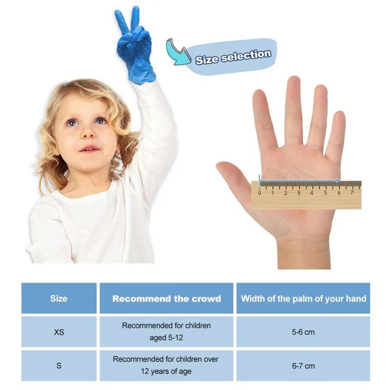20/50PCS Kids Disposable Nitrile Gloves for Children Crafting Painting Gardening
