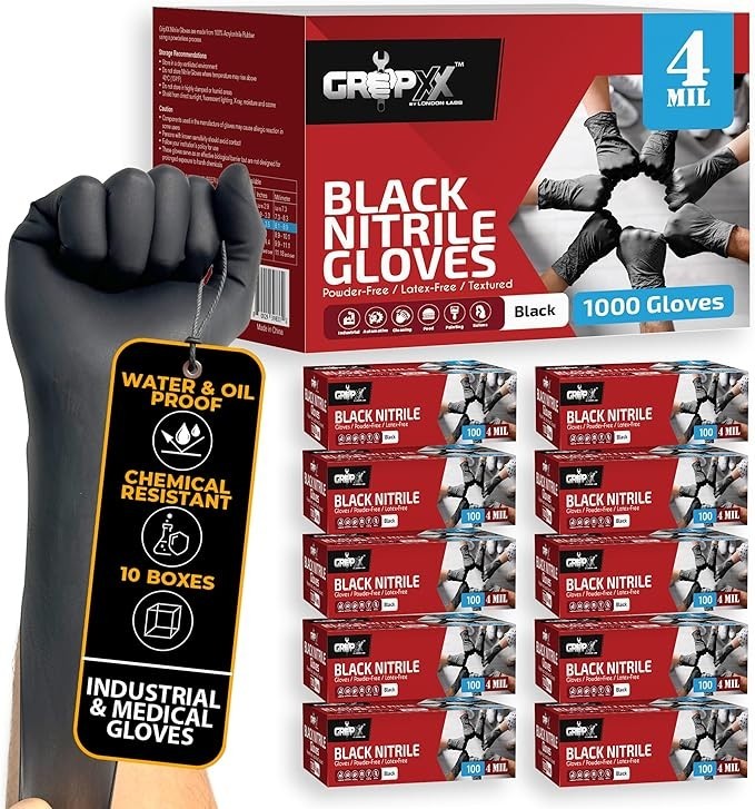 Black Nitrile Disposable Gloves – Latex & Powder Free, 4 Mil, XS-XXL