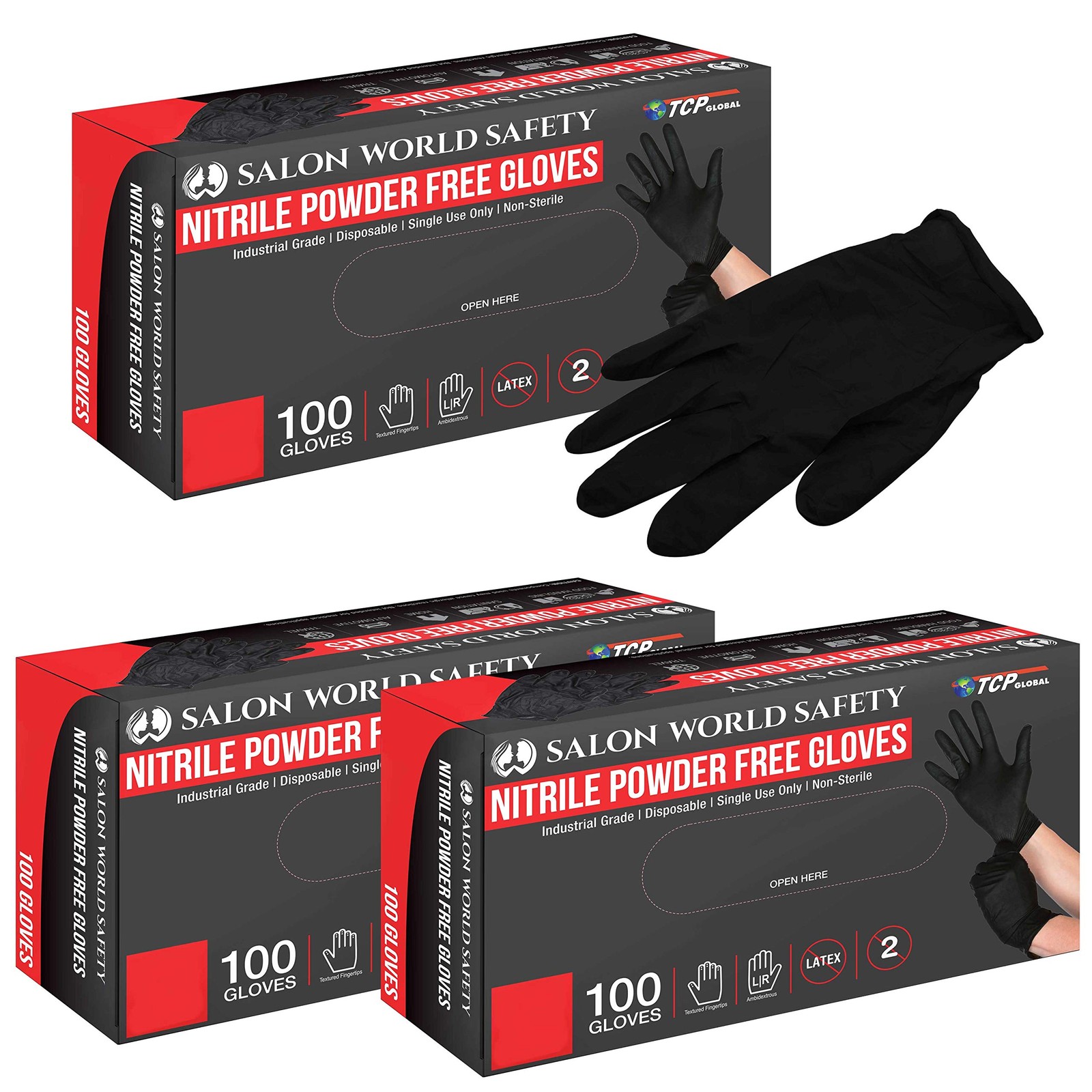 Black Nitrile Disposable Gloves, 3 Boxes of 100, Size X-Large, 5.0 Mil – Late…