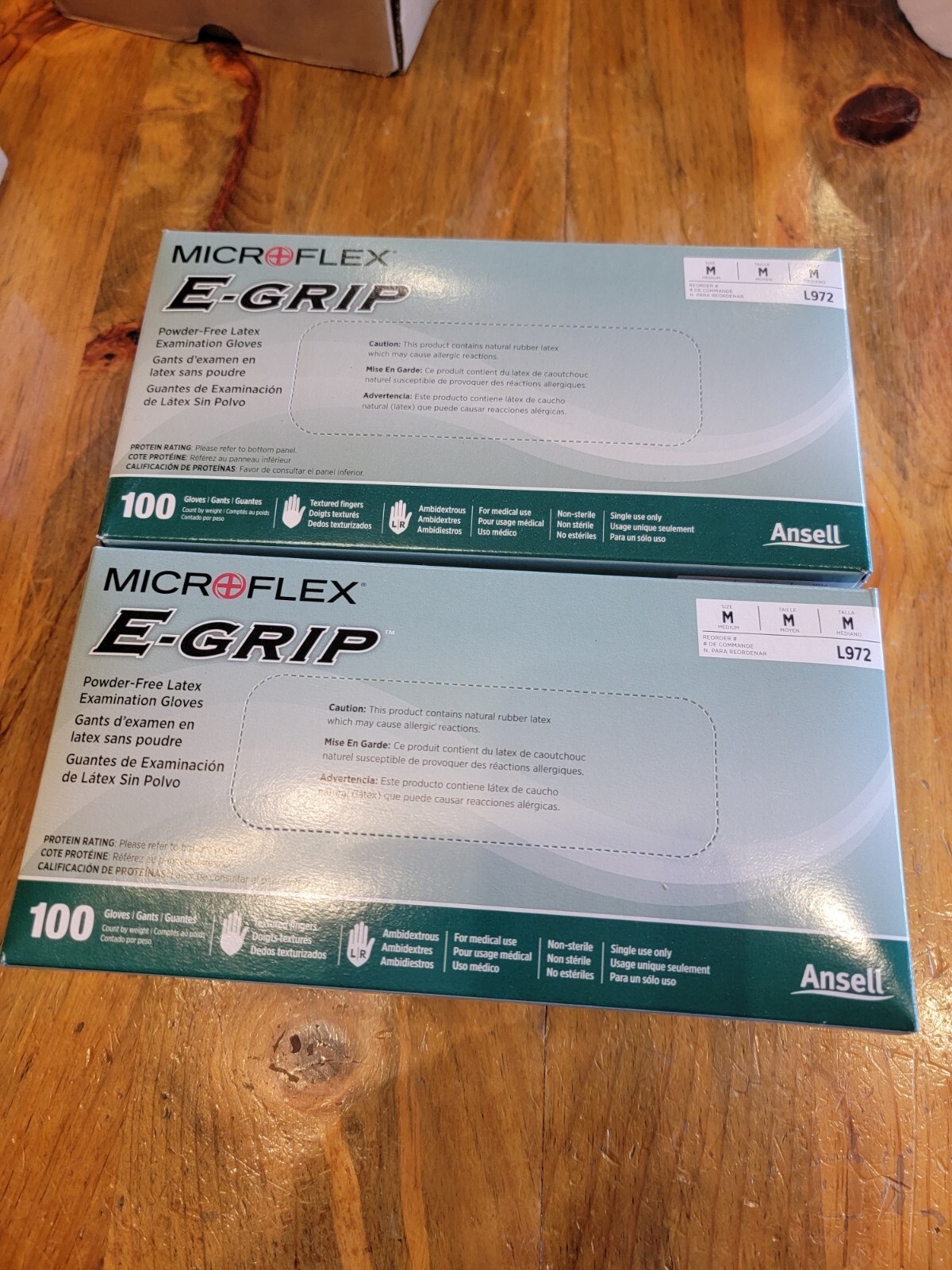 Microflex L972 E-Grip L97 Natural Latex Gloves, Medium 2pk