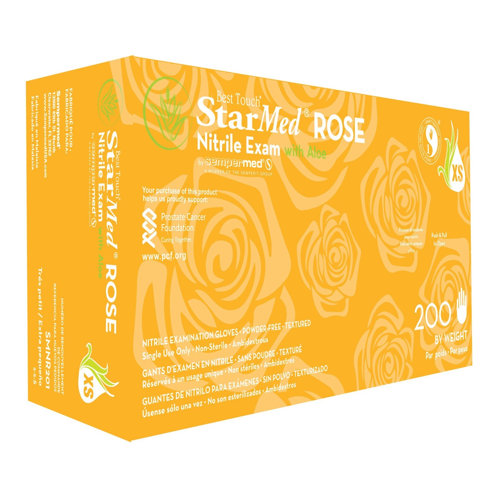 StarMed Rose Nitrile Exam Glove W/Aloe SMNR201 1 Box (X-Small)