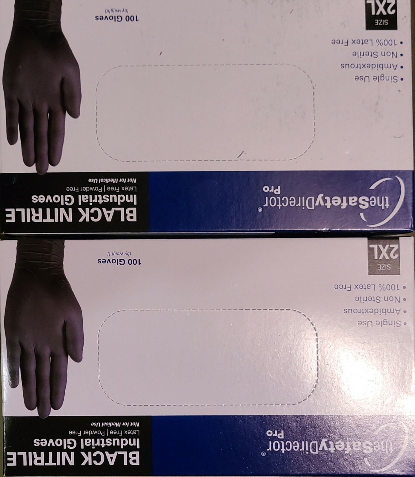 The Safety Director Black Nitrile Gloves, Latex Free (XXL 2×100 gloves)