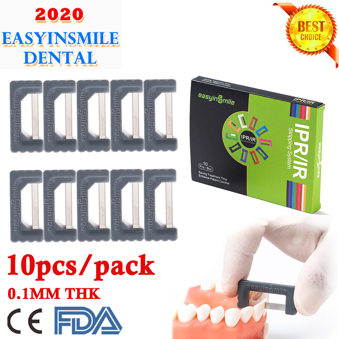 10Pcs Dental Orthodontic Polishing IPR Strips Serated Interproximal Files 0.1MM