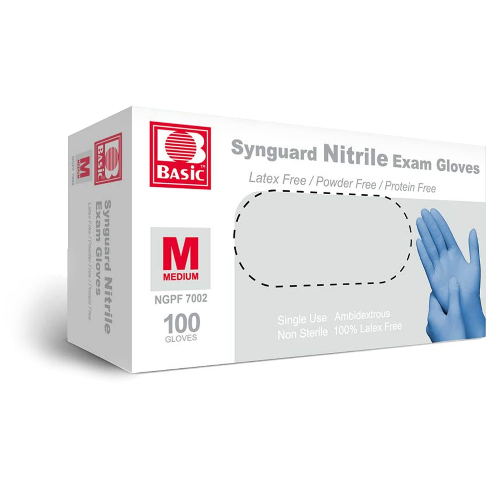 Pack of 100 Medium Blue Nitrile Gloves Latex Free Powder Free Disposable