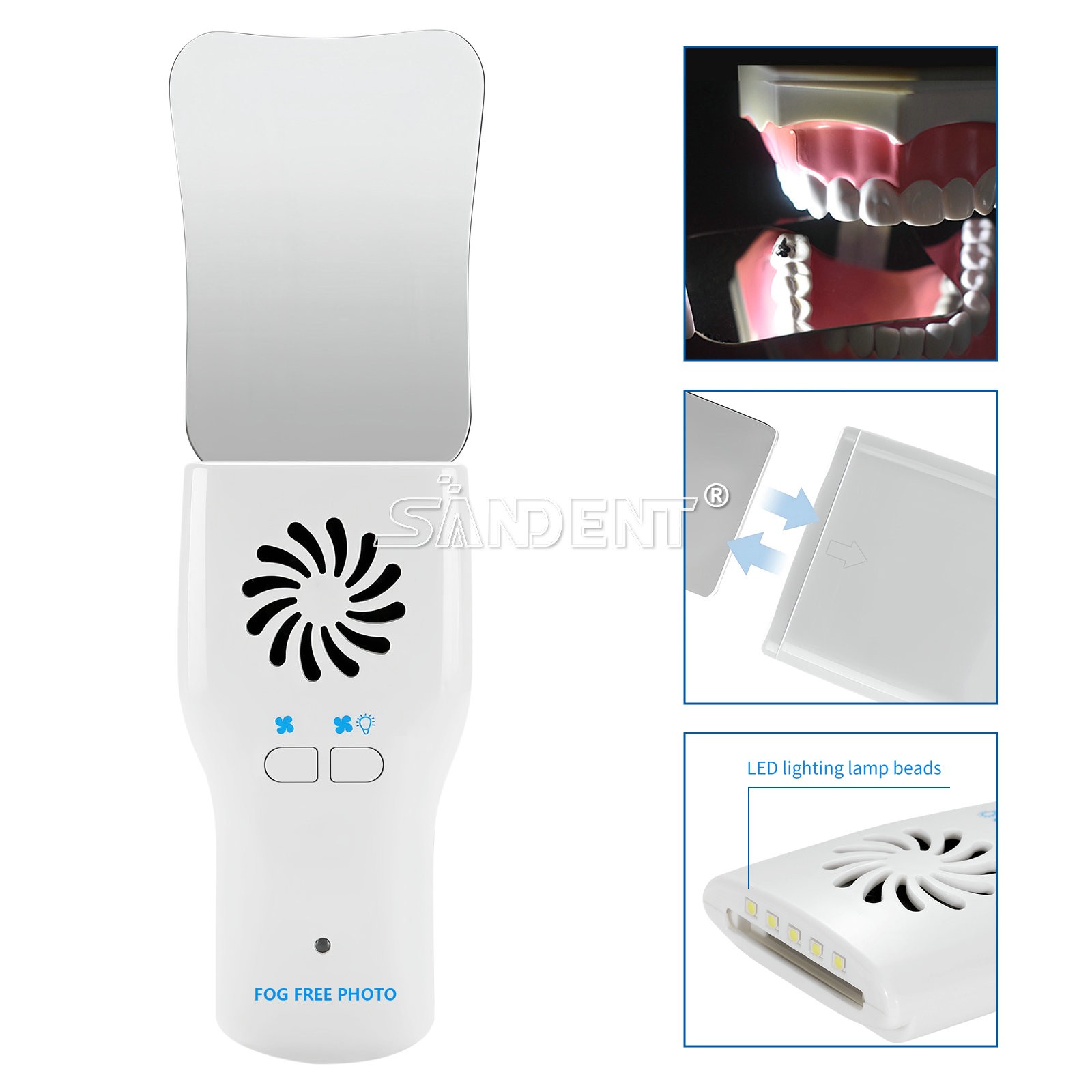 Dental Occlusal Mirror Fog Free LED Intra Oral Photo System 4 Mirrors Anti-Fog d