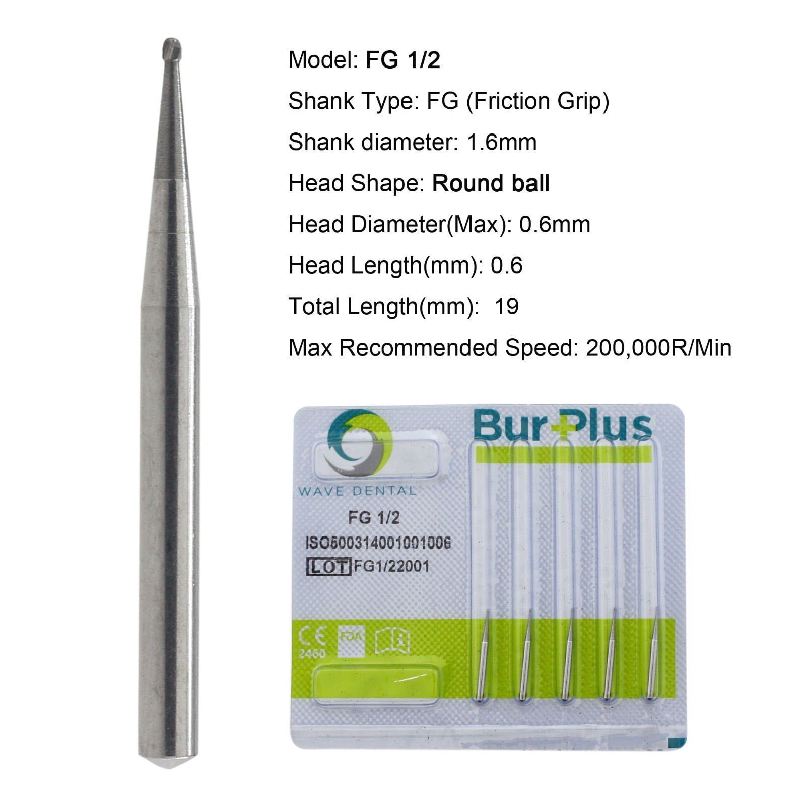 Dental Carbide Burs Diamond Burs Round FG 4 6 8 2 Friction Grip High Speed 801